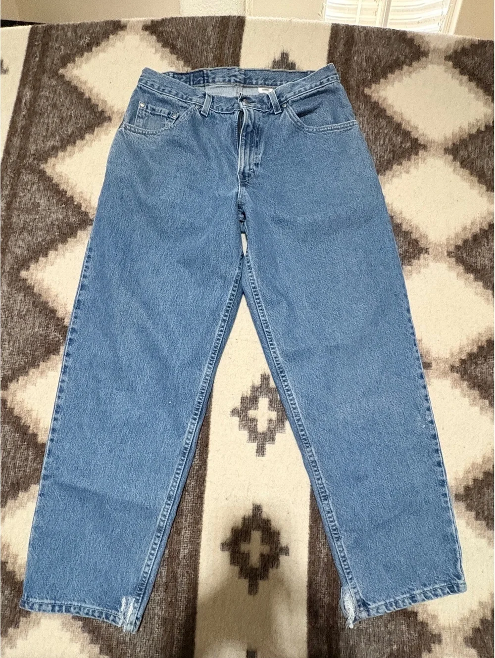 Vintage 90s Levis SilverTab Baggy Fit Jeans 33x30 Made in USA Distressed Blue